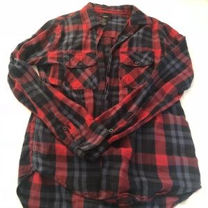 FOREVER 21 Red and blue plaid flannel